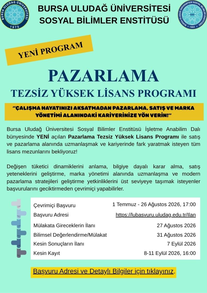 PAZARLAMA TEZSİZ YÜKSEK LİSANS PROGRAMI BAŞLIYOR